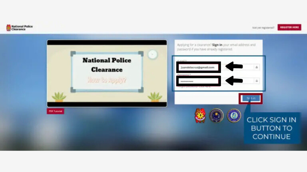 Police Clearance Login banner