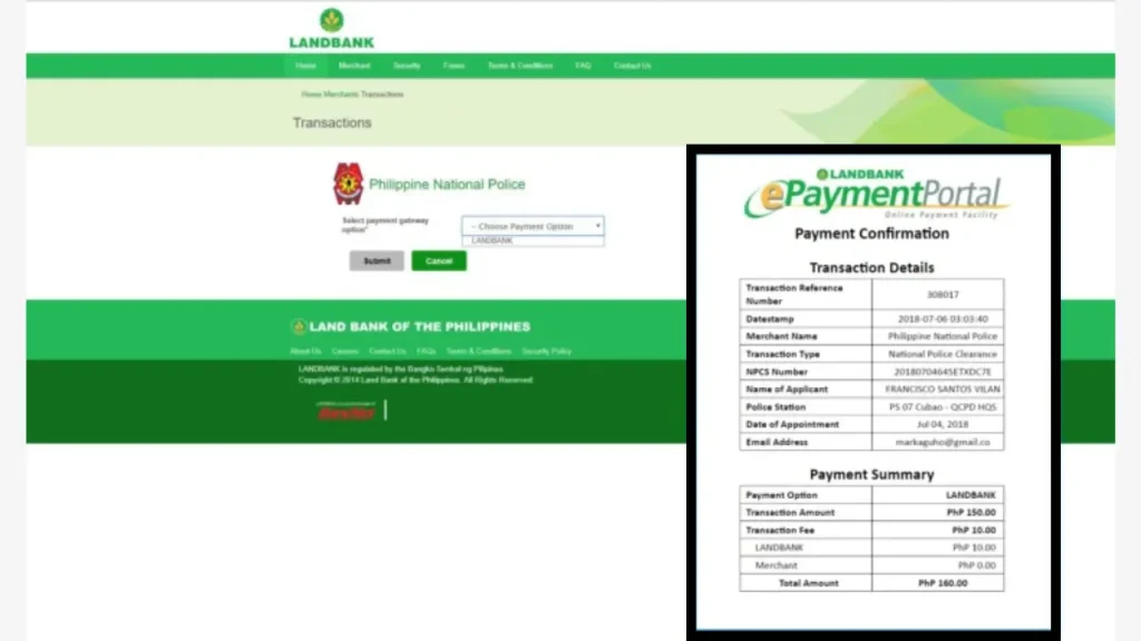 pay through Landbank 