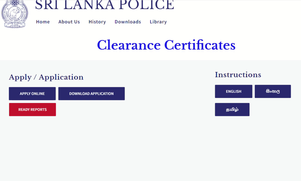 police clearance certificate online apply option